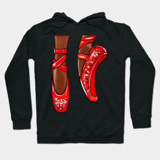 Top 10 best gifts for dancers. Ballet pointe shoes in red. Ballerina dancer dancing dance Hoodie